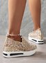 moda Lantejoula Respirável Malha Slip-On Plataforma Sapatilhas