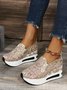 moda Lantejoula Respirável Malha Slip-On Plataforma Sapatilhas