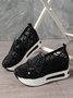 moda Lantejoula Respirável Malha Slip-On Plataforma Sapatilhas