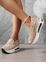 moda Lantejoula Respirável Malha Slip-On Plataforma Sapatilhas