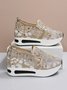 moda Lantejoula Respirável Malha Slip-On Plataforma Sapatilhas