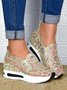 moda Lantejoula Respirável Malha Slip-On Plataforma Sapatilhas
