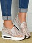 moda Lantejoula Respirável Malha Slip-On Plataforma Sapatilhas