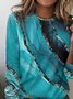 Abstrato Casual Solto Manga Comprida Camisa