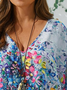 Grande Tamanho Pintura Pescoço tripulação Casual Solto Camisa