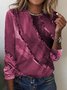 Abstrato Casual Solto Manga Comprida Camisa