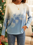 Casual Natal Manga Comprida Camisa