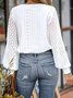 Manga Comprida Simples Regular Solto Blusa para Mulher