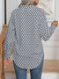 Colarinho da camisa Manga Comprida Geométrico Regular Solto Camisa para Mulher