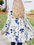 Mulheres Floral Regular Solto Quimono