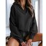 Gola  V Manga Comprida Simples Regular Solto Blusa para Mulher