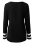 Casual Cor Quadra Gola  V Manga Comprida Camisa