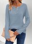 Pescoço tripulação Manga Comprida Simples Regular Solto Zombar Duas Peças Blusa para Mulher