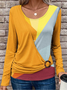 Pescoço tripulação Manga Comprida Geométrico Regular Solto Zombar Duas Peças Blusa para Mulher