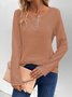 Pescoço tripulação Manga Comprida Simples Regular Solto Zombar Duas Peças Blusa para Mulher
