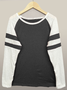 Casual Cor Quadra Pescoço tripulação Manga Comprida Camisa