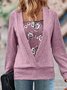 Manga Comprida Floral Regular Solto Zombar Duas Peças Blusa para Mulher