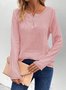 Pescoço tripulação Manga Comprida Simples Regular Solto Zombar Duas Peças Blusa para Mulher