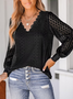 Manga Comprida Simples Regular Solto Blusa para Mulher