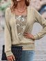 Manga Comprida Floral Regular Solto Zombar Duas Peças Blusa para Mulher