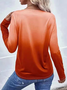 Casual Cor Quadra Pescoço tripulação Manga Comprida Camisa