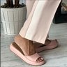 Mulheres moda Footbed Dedo Espreitadela Slip-On Deslizar Sandálias