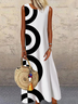 Casual Cor Quadra Tecelagem Vestido