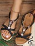 Moonstone Frisado Fino Alça Cruz Boêmio Casual Sandálias