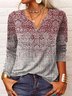 Étnico Manga Comprida Entalhado Casual Camisa