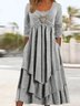 Casual Jersey Ilhós Solto Vestido