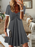 Casual Gola  V Solto Vestido