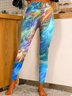 Jersey Justa Casual Impressão Leggings