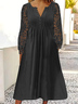 Fivela Solto Gola  V Casual Vestido