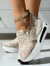 Lantejoula Renda Dividido Joint Slip-On Muffin Sapatilhas