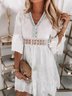 Glitter Casual Solto Gola  V Vestido