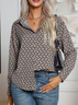 Colarinho da camisa Manga Comprida Geométrico Regular Solto Camisa para Mulher